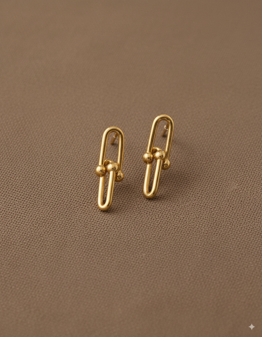 Minimalist Gold Geometric Link Earrings